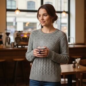 Tommy Hilfiger Cable Knit Sweater - Size L/G - Gray